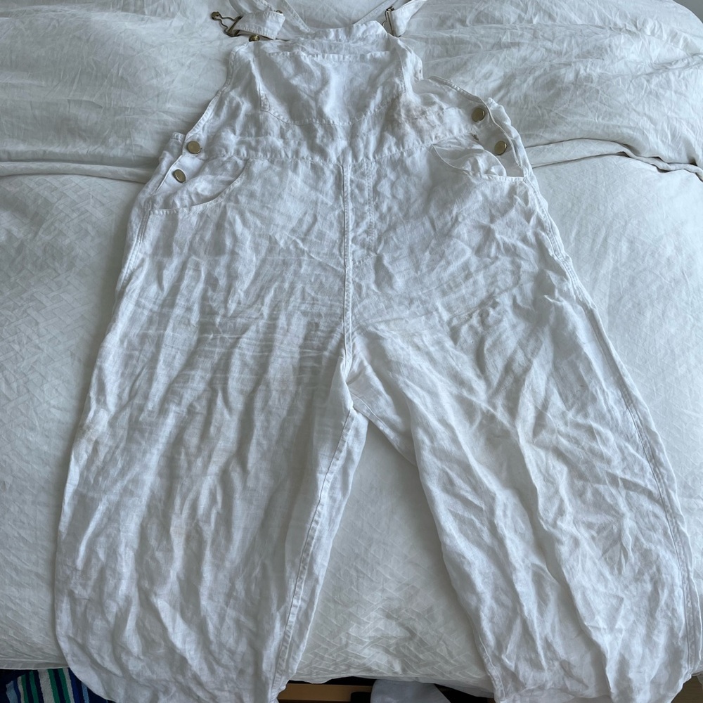 WeWoreWhat Cream Linen Overalls